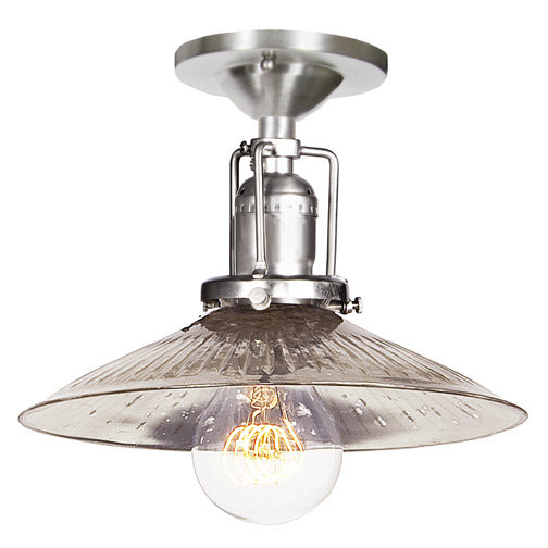 Shumway Glass Semi Flush Mount, Pewter, Antique Mercury