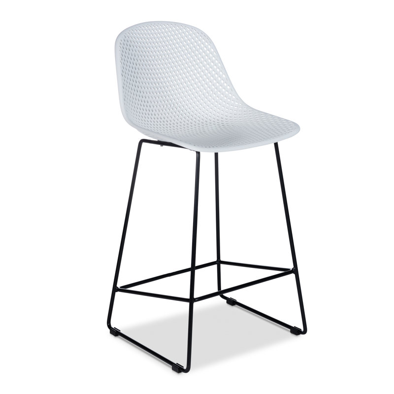 Madi Outdoor Bar Stool, 25.5" H , White