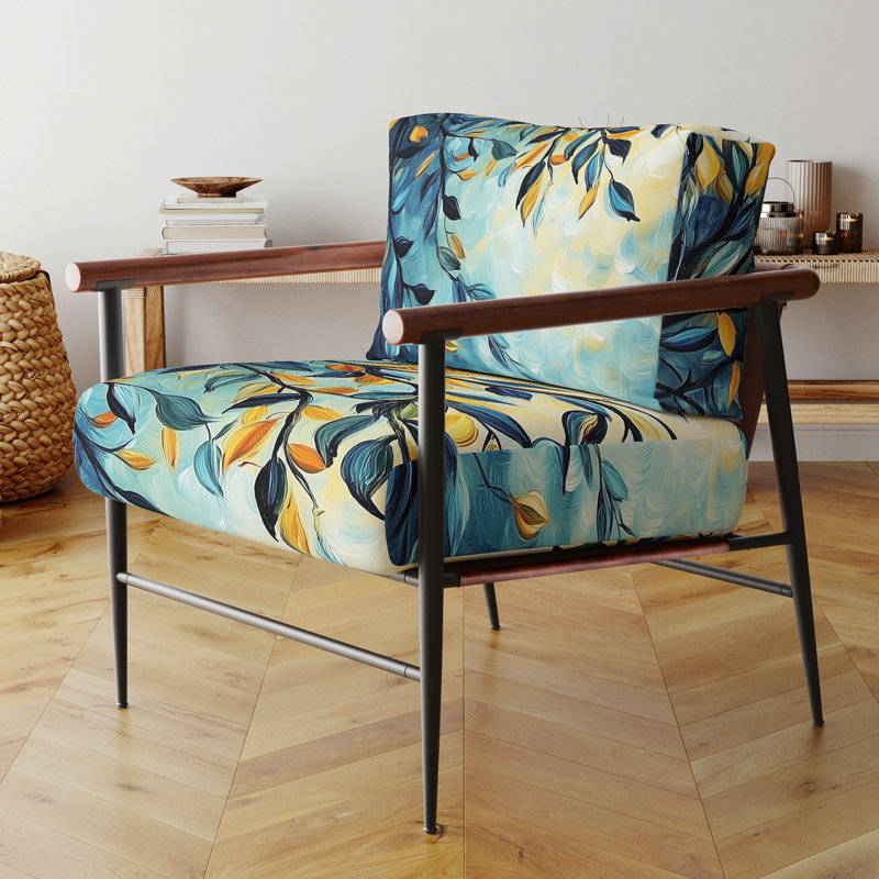 Fauteuil Leaves, Brown Round Arms