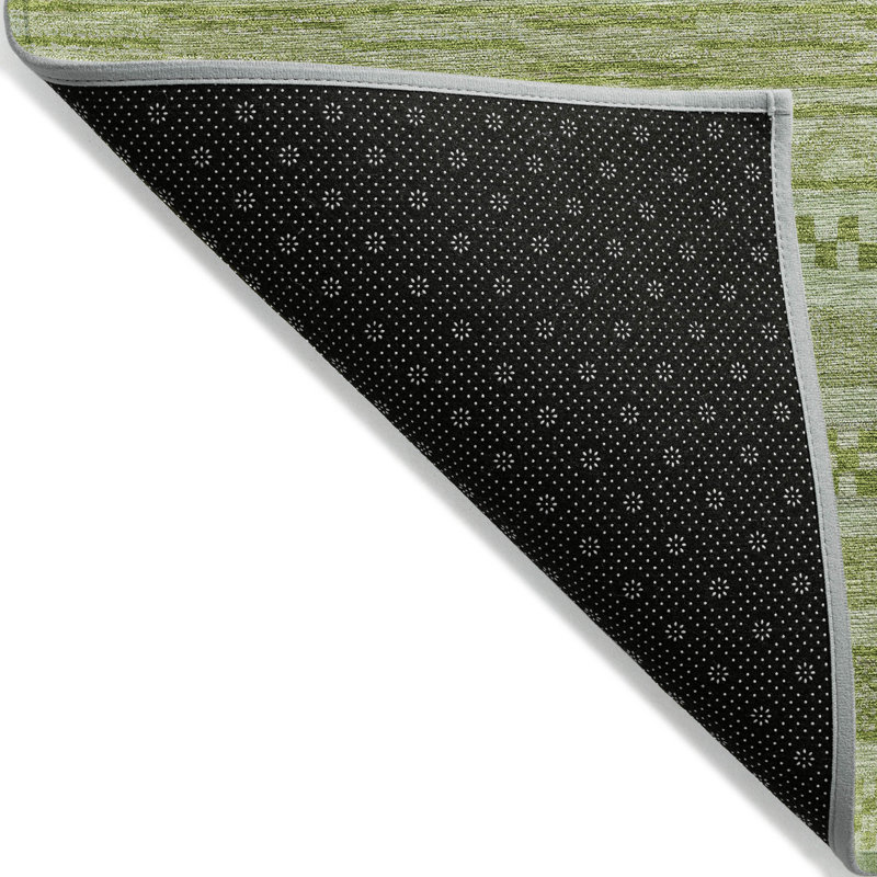 Tapis extérieur lavable rayé vert et sauge 9 'X 12'
