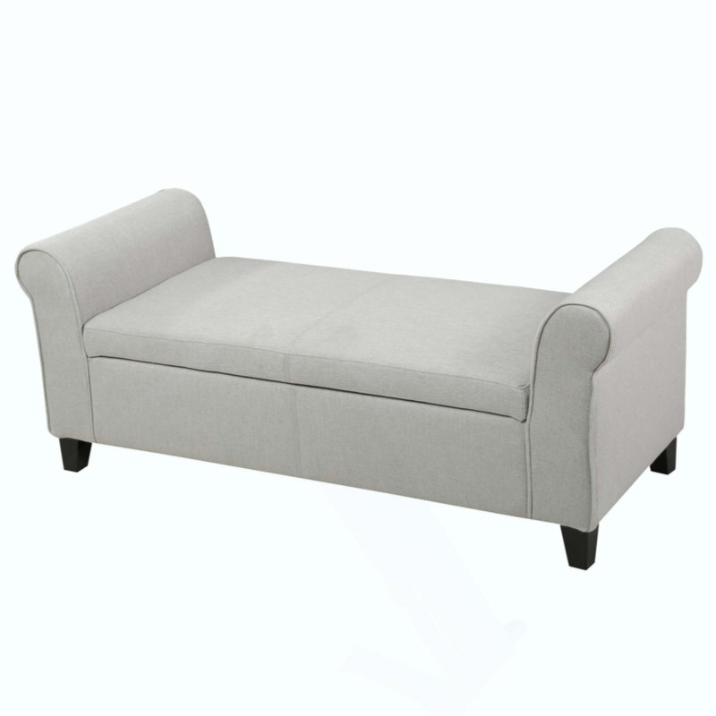 Banc de rangement rembourré Aisyah, Polyester gris clair