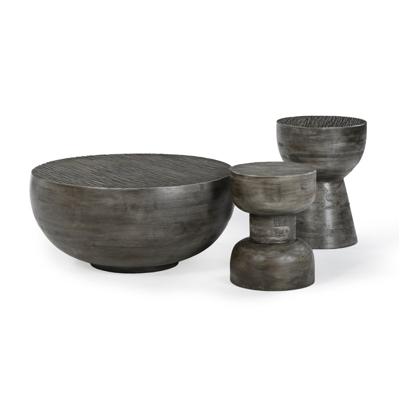 Moreno Dark Charcoal Acacia Wood Round End Table