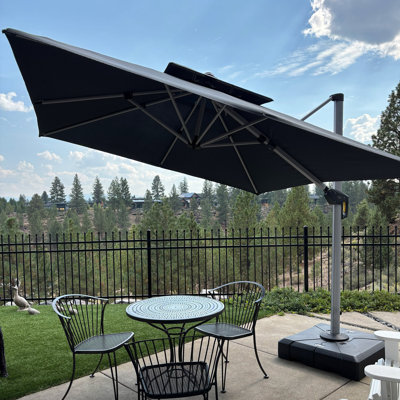 JusthIn 132" Square Cantilever Umbrella With Base,Black
