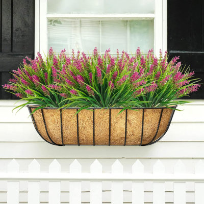 Artificial Flowers Outdoor – 30 Bundles Faux Lavender & Monkey Grass Fake Plants, UV Resistant Artificial Flowers for Outdoors, Garden Porch Patio Hanging Planter