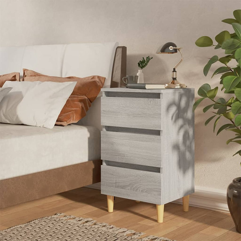 40cm W Bedside Table, Grey/Brown/Blue