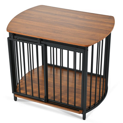 31.5" Furniture Style Dog Crate For Small And Medium Dogs, Wooden Cage Indoor Kennel Furniture, Modern Dog Crate End Table With Double-Doors, Brown