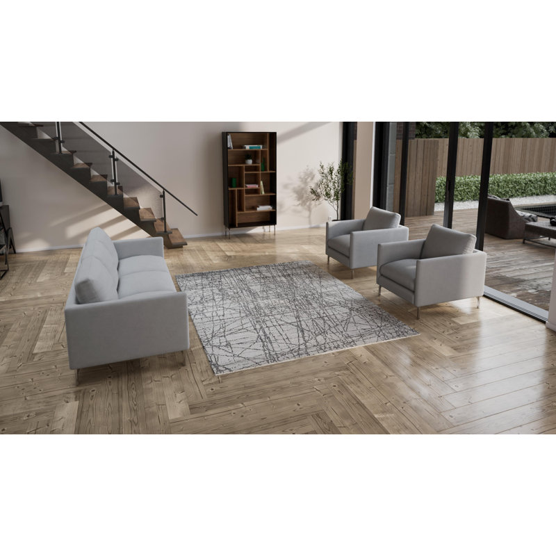 Gray Modern Wool Blend Rug - 7'1" x 9'1"