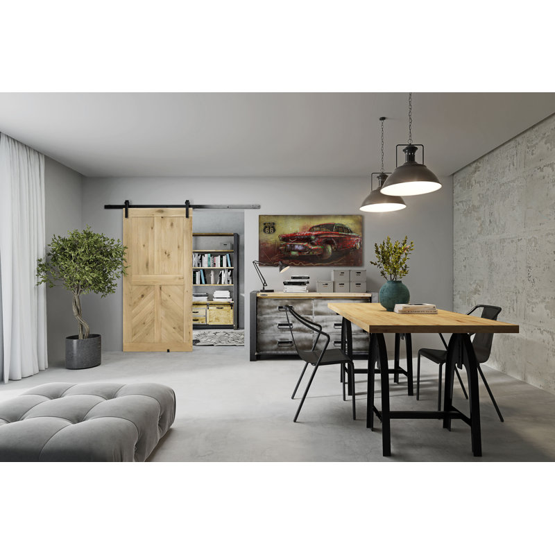 Waithman Solid Oak Wood Barn Door, Unfinished