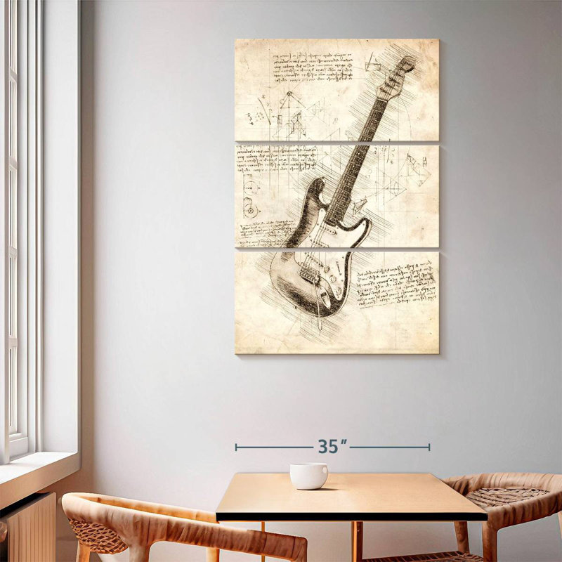 Abarca Electric Guitar Blueprint, 65" H x 42" W