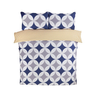 Blue Yellow Reversible Duvet Cover Set