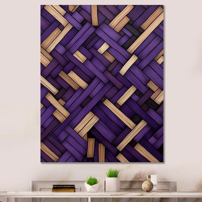 Cubisme mauve et beige abstrait géométrique - art mural géométrique, Toile tendue, H 44 po x l 34 po x P 1,5 po