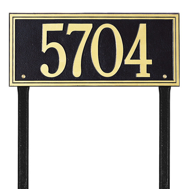 Plaque d'adresse sur 1 ligne Double Line, Oui, Noir et or