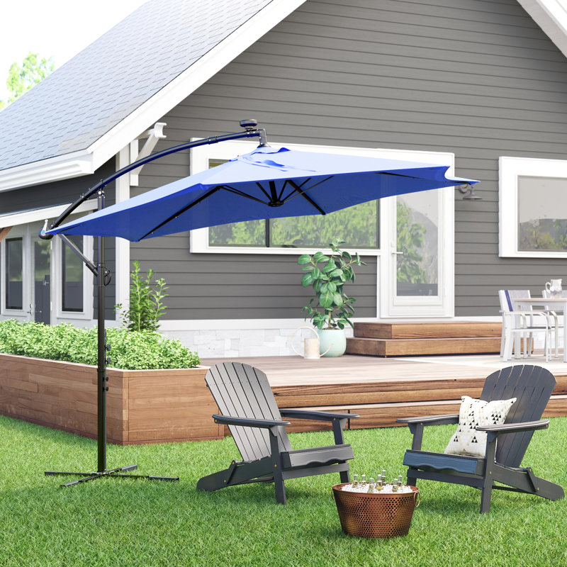 Parasol solaire suspendu en porte-à-faux 10 pi avec manivelle, Bleu marine