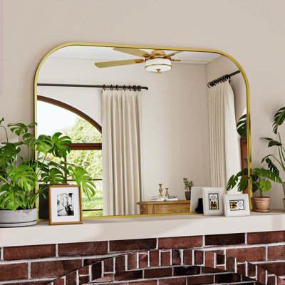 Gold Arched Top Wall Mounted Mirror 38"x30"