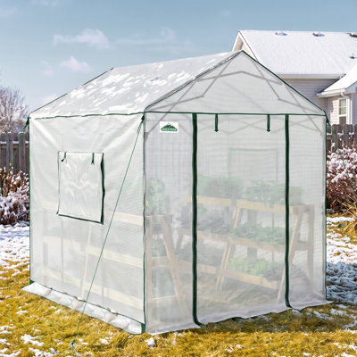 8x8 Portable Pop Up Greenhouse, Walk-In Outdoor Garden Plant Greenhouse