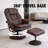 Swivel Recliner Chair With Ottoman, Manual Reclining Armchair, Ergonomic Footrest, Upholstered Scratch Resistant Leather, Brown