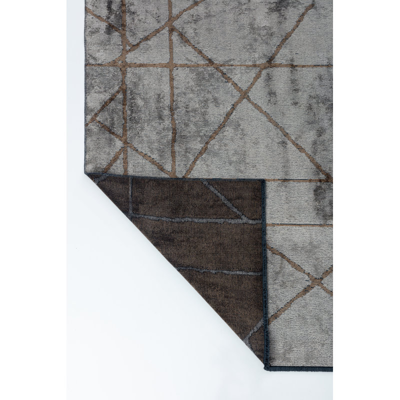 Rapture Gray/Brown Abstract Luxury Area Rug, Rectangle 7'10" x 9'10"