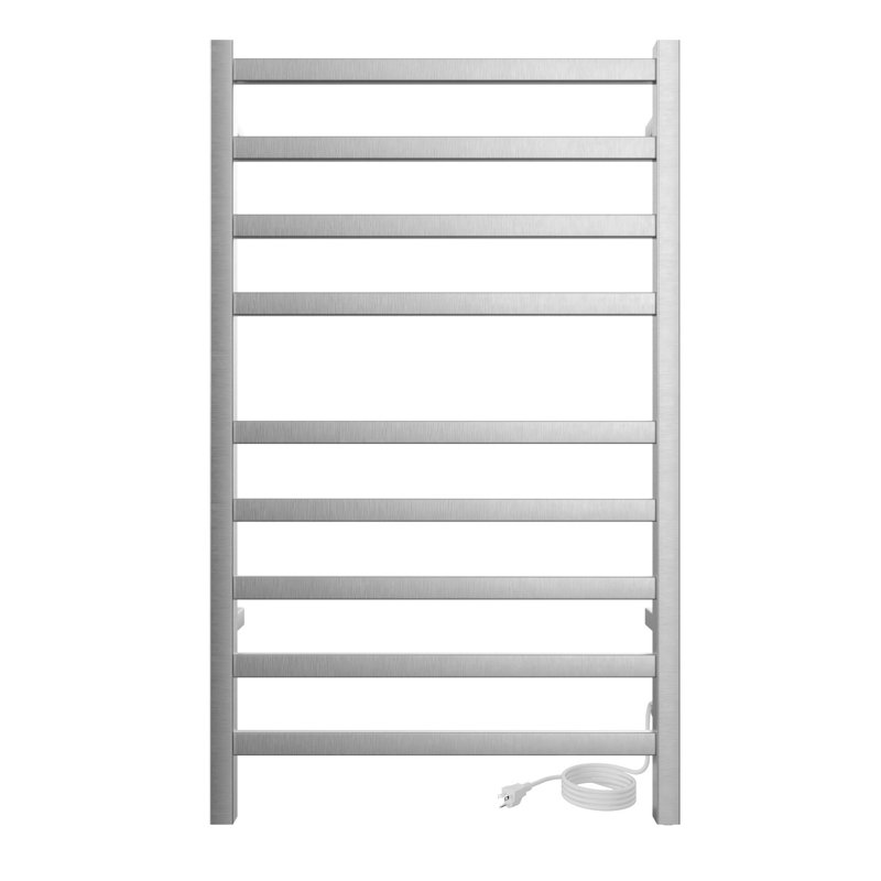 Chauffe-serviettes mural 24 po x 40 po Kontour, H 40 po x l 24 po x P 4 po, Nickel brossé, Électrique à brancher