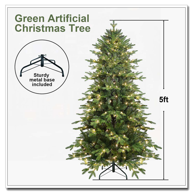 Arbre de Noël vert 5 pi, H 5 pi, Non