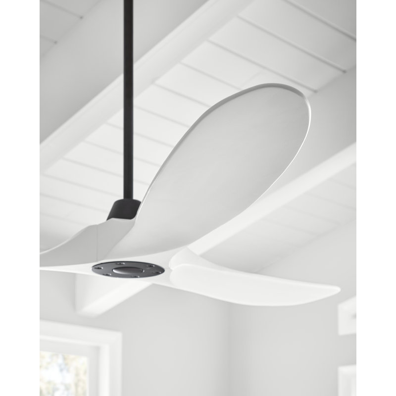 LED Downrod Ceiling Fan, Matte White with White Blades, 60 inches