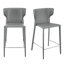 Divinia Bar Stool In Gray Regenerated Leather - Set Of 2
