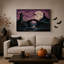Pont de pierre et tour en ruine sous une lune violette - Toile murale d'Halloween-1475733197