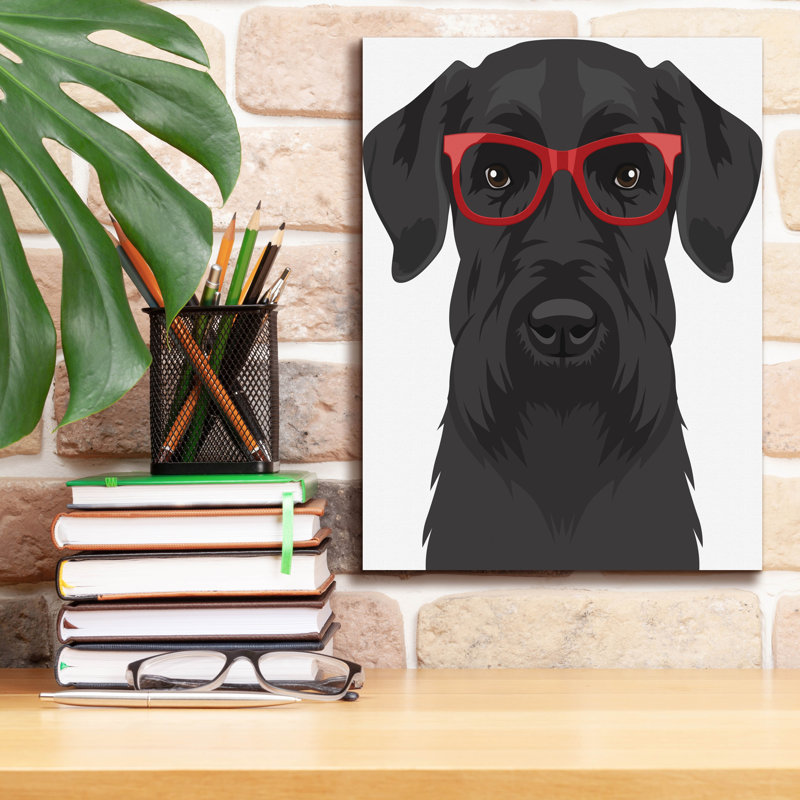 «Giant Schnauzer Porter des lunettes Hipster» par Furbaby Affiliates, art mural sur toile, H 16 po x l 12 po x P 0,75 po