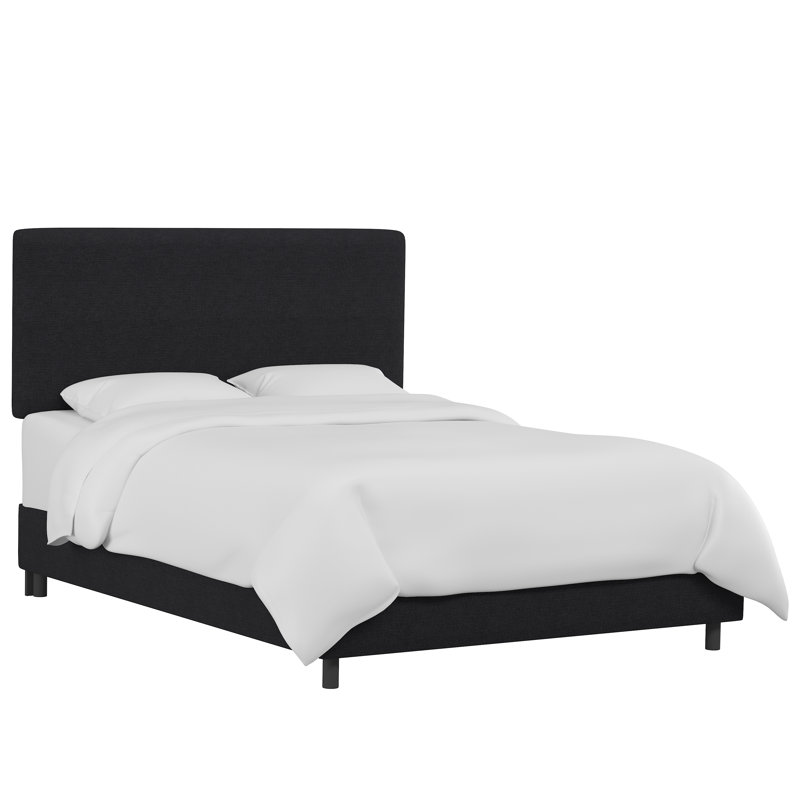 Lit plateforme tapissier Eisley, Très grand, Lin classique noir