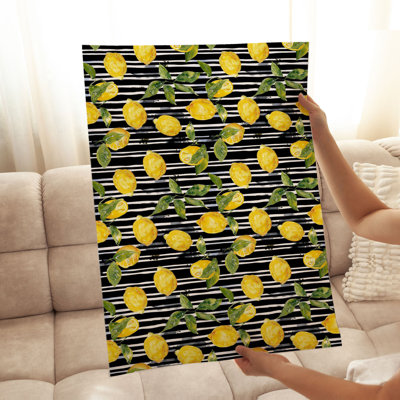 «Food and Kitchen Lemons & Stripes I Cottage», reproduction d'art non encadrée