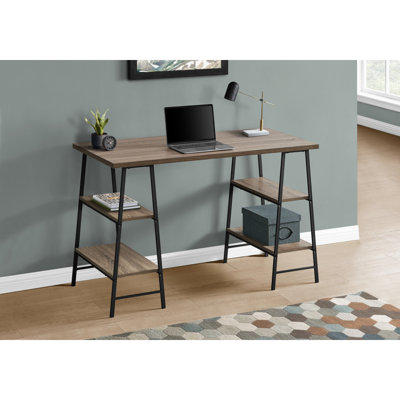 Bureau d'ordinateur, bureau personnel, ordinateur portable, tablettes de rangement, L 48 po, travail, métal stratifié, contemporain, moderne