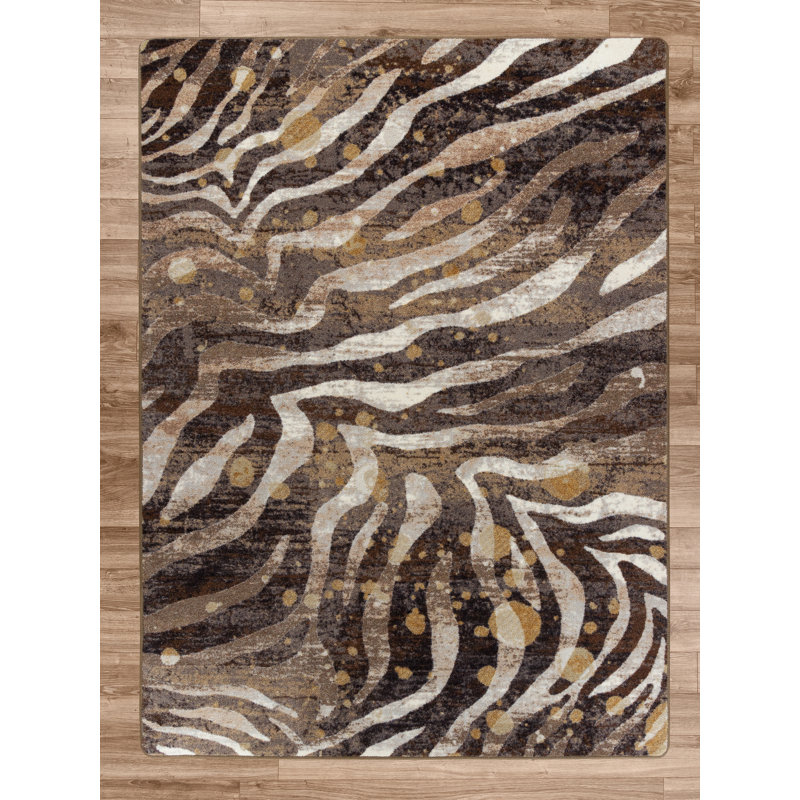 Tapis brun tissé à la machine Abimbola, Rectangle 4 pi x 5 pi