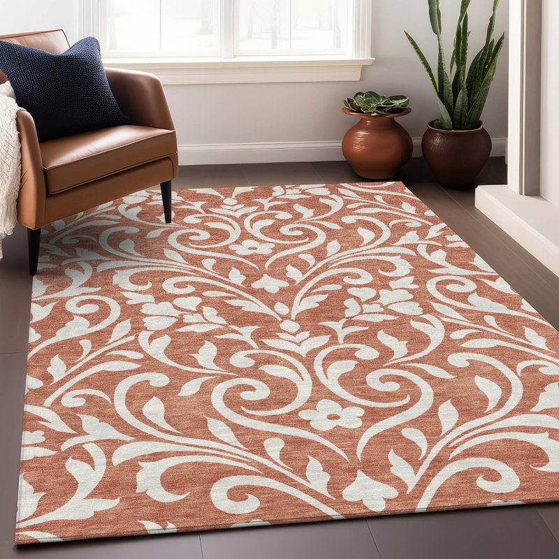 Malek Washable Floral Indoor / Outdoor Rug, Rectangle 10' x 14'