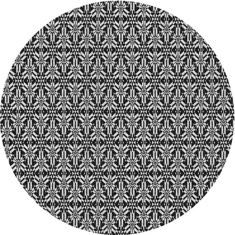 Tapis noir/blanc à motifs, Rond 5 pi