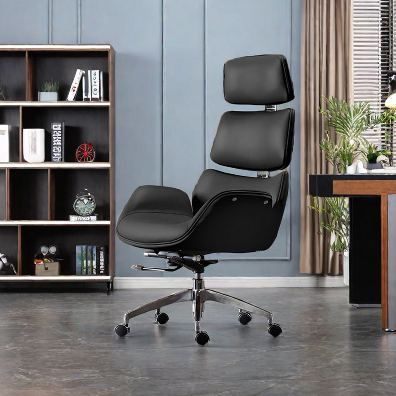 Chaise de bureau ergonomique avec dossier réglable, Noir