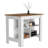 Kitchen Island, Kitchen Table 35" H, Four Legs, Three Open Storage Shelves, White / Walnut