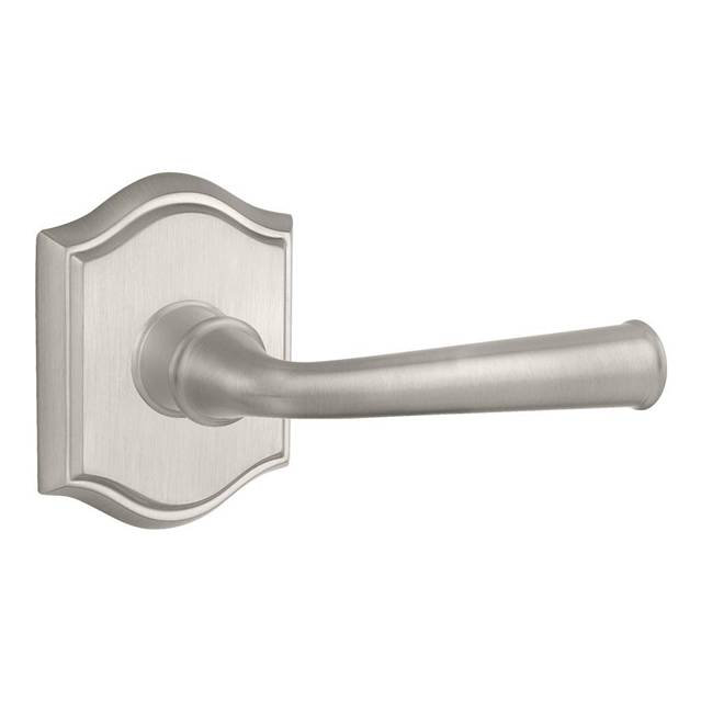 Federal Keyed Door Lever with Traditional Arch Rose, Satin Nickel