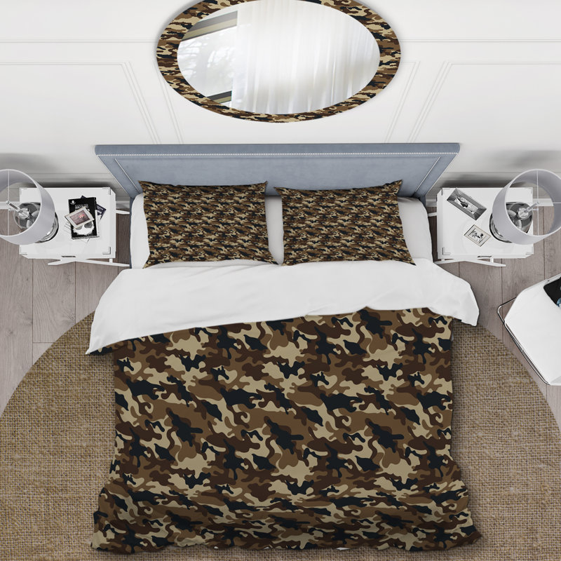 Ensemble de housse de couette en microfibre brun / beige 3 pièces