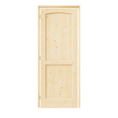 Porte pré-suspendue à 2 panneaux en bois de pin 28 po x 80 po avec charnières argentées, bois de pin naturel, porte intérieure comme porte de garde-manger, porte de chambre à coucher, porte de buanderie, portes de placard, portes de pièce, main gauche