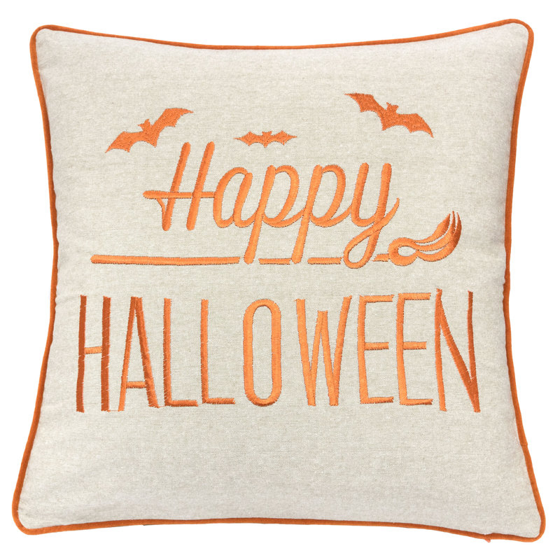 Halloween Throw Pillow, Orange/Beige