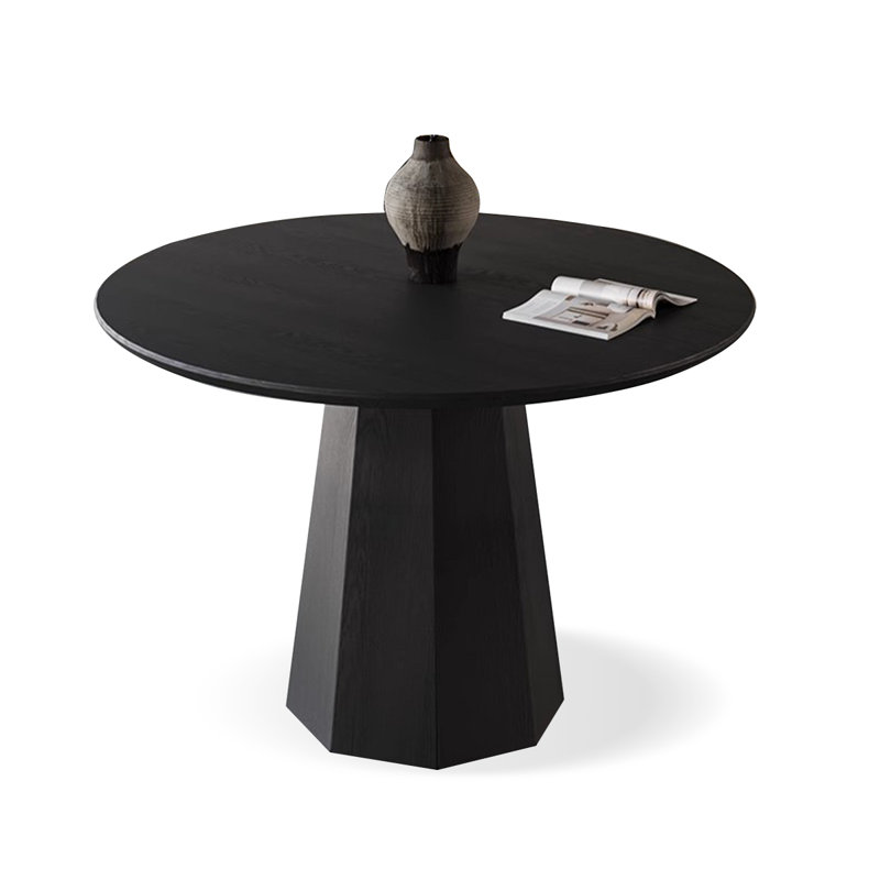 Black Round Solid Wood Dining Tables, 29.53"H x 39.37"L x 39.37"W