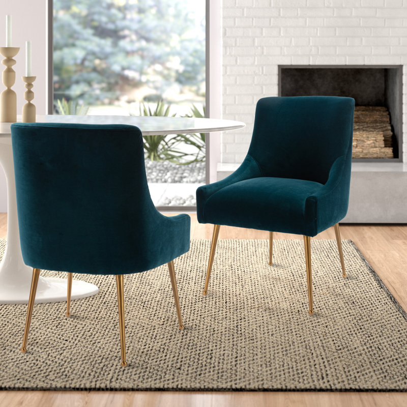 Johileny Velvet Side Chair, Green Lake Velvet