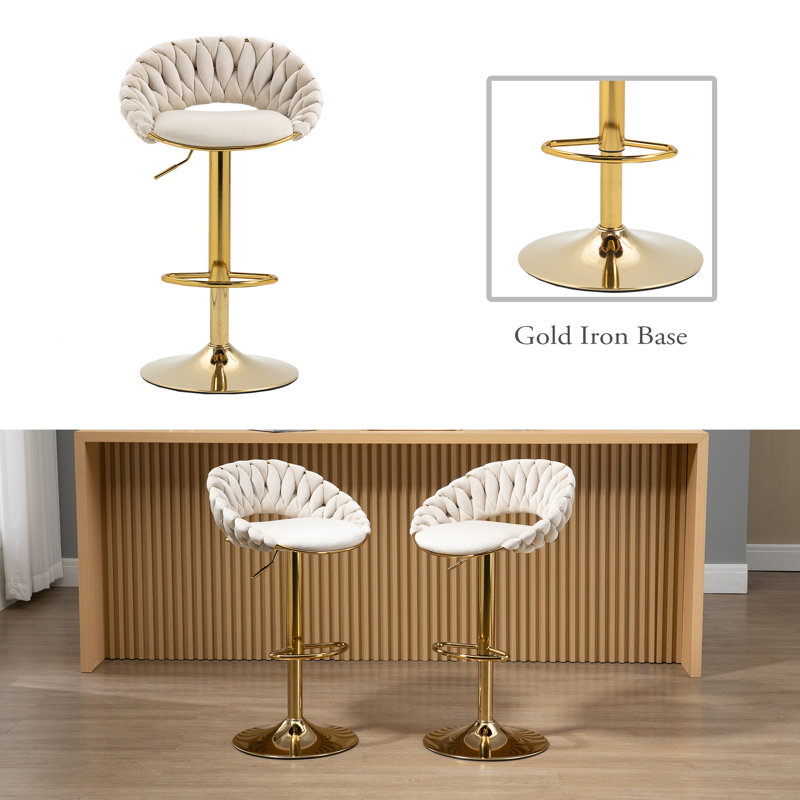 Tabouret de bar pivotant Punak, Ivoire