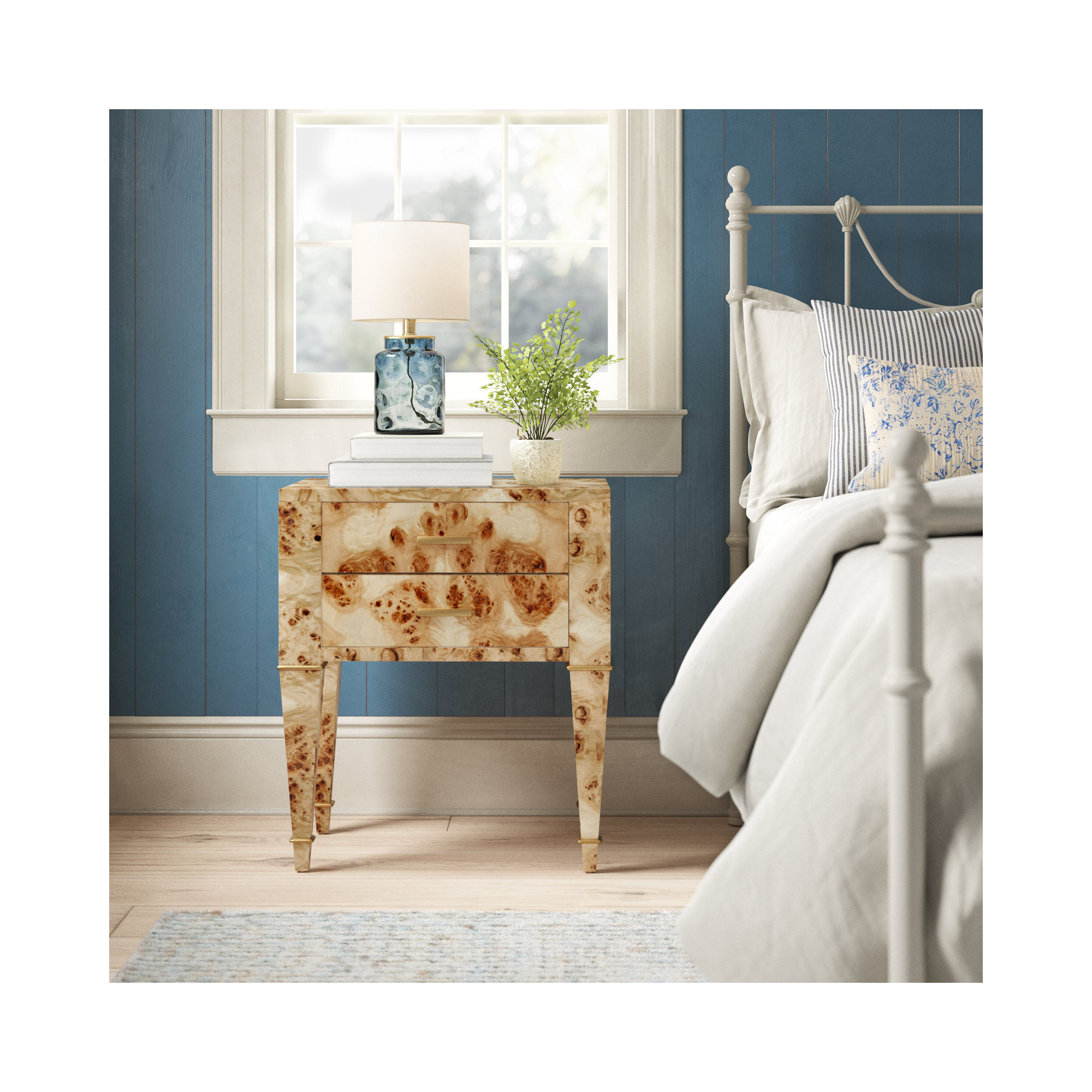 Mazekine 2 - Drawer Nightstand, Natural Burl
