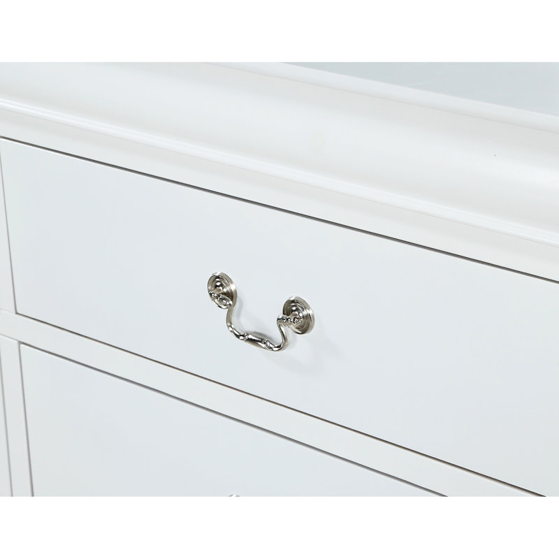 Table de chevet en bois massif blanc, deux tiroirs à fonctionnement doux, table de chevet à finition blanche, fonction de fermeture en douceur, style moderne