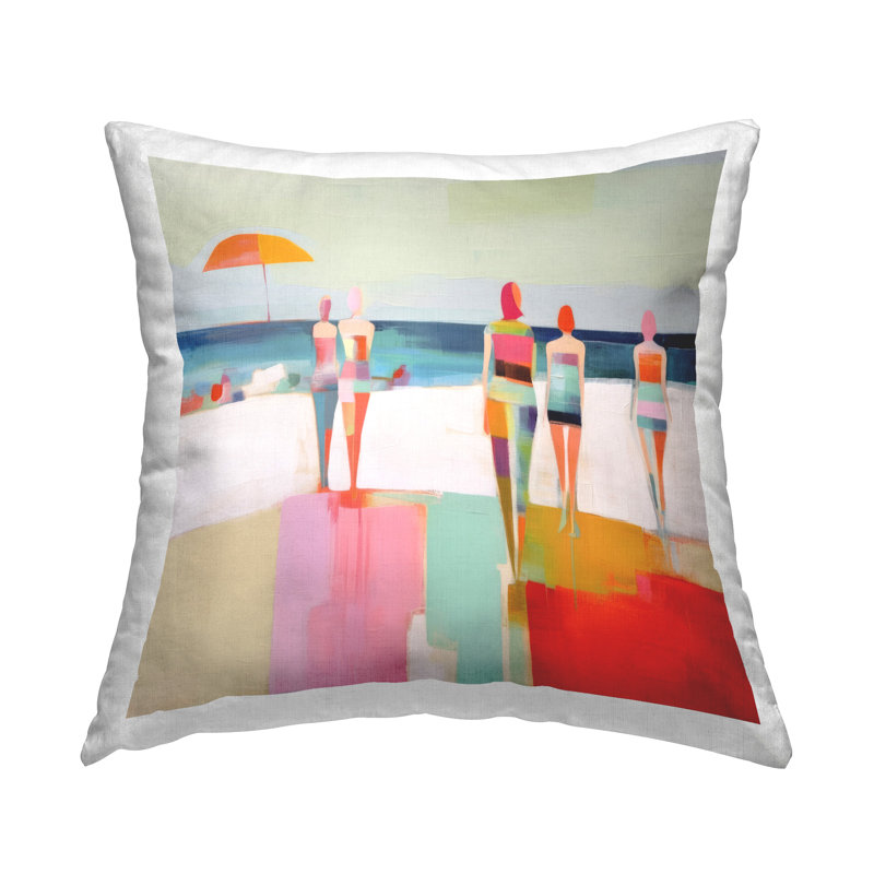 Strolling on Beach Decorative Printed Throw Pillow Design by Irena Orlov