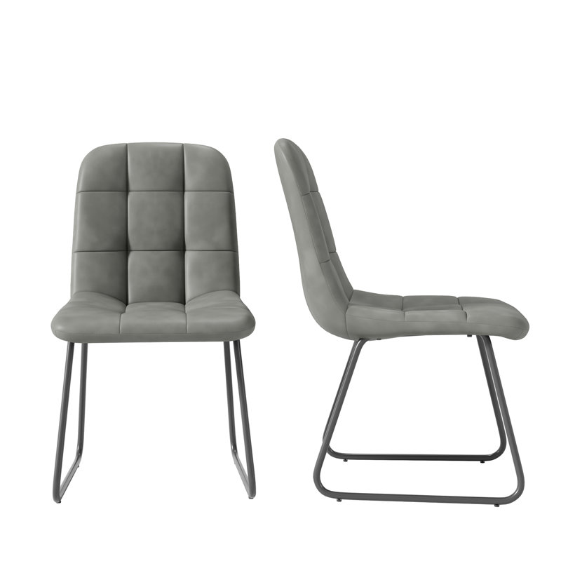 Modern Kitchen Dining Chairs, Upholstered Side Chairs (2 Chairs), 2, Gray