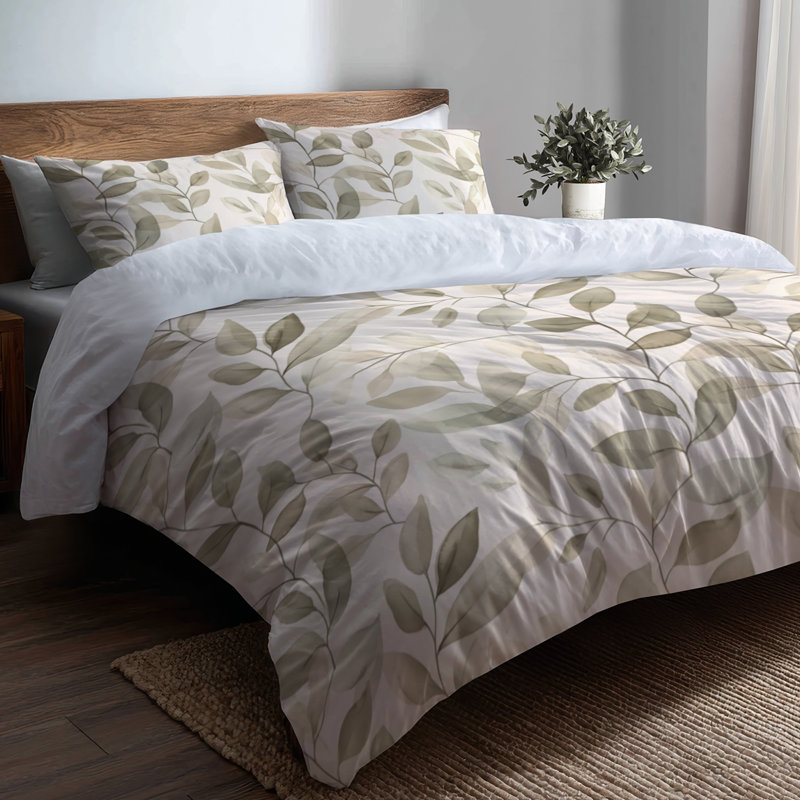 Ensemble de housse de couette abstraite pour 3 personnes - Ensemble de literie sauge côtière scandinave