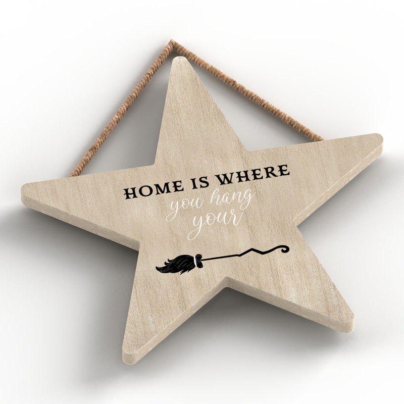 Witch Home Is Where Wooden Star Plaque
