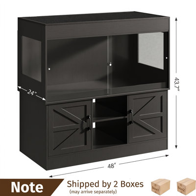 Terroute 120 Gallon Reptile Tank with Stand with Power Strip Sliding Doors 4x2x2 Reptile Enclosure Large Terrarium Cabinet Ventilated Escape for Bearded Dragon Snake Lizard Gecko Ball Python CAGE011B