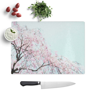 Tempered Glass Cherry Blossom Tree Chopping Board